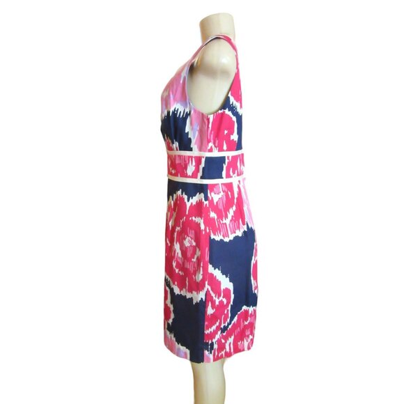 Lilly Pulitzer Multi Colored Cotton Sheath Dress w Navy Background in Sz 8 - Picture 4 of 7